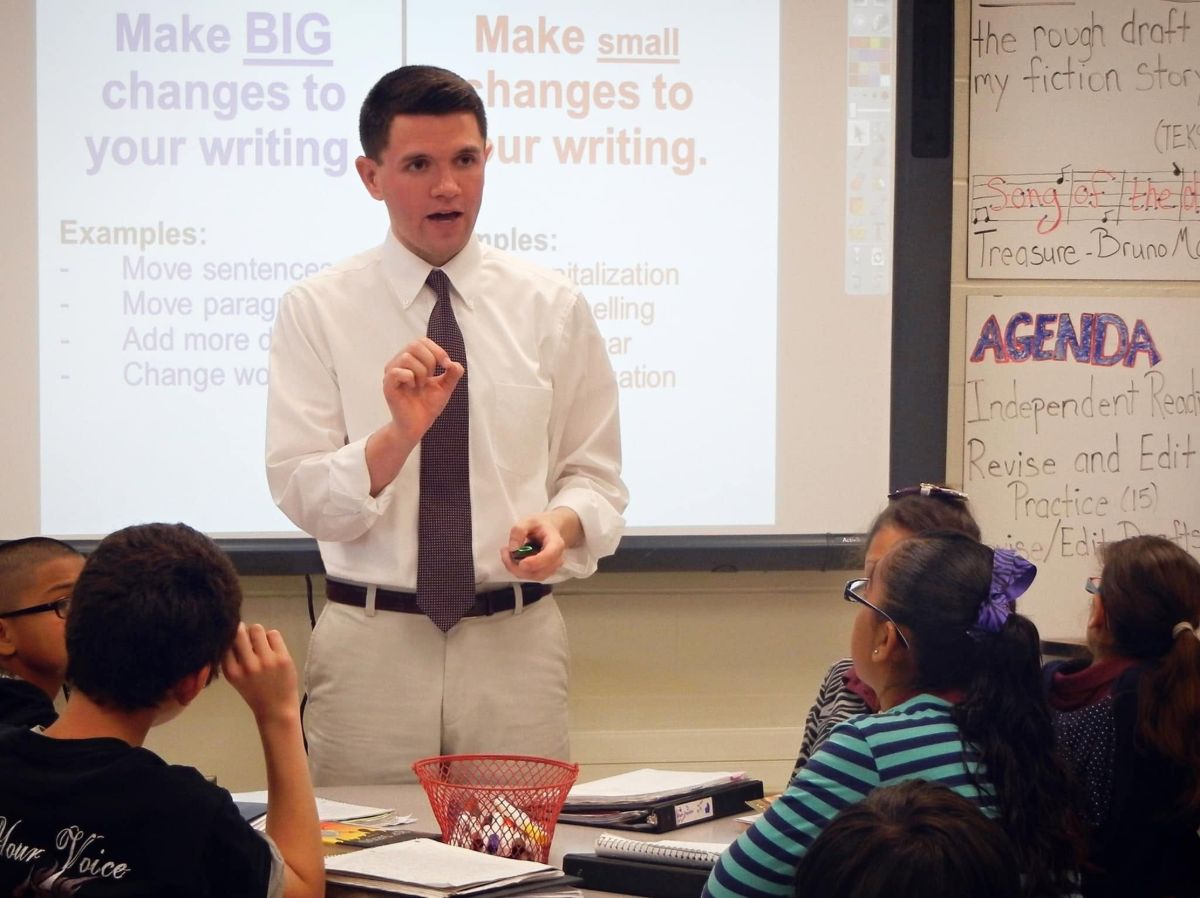 James Talarico in his old classroom